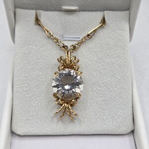 Victorian Style Ornate Crystal Wrapped Necklace Gold Tone 22 in.